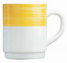 Henkelbecher 0,25 l aus Opalglas Form BRUSH - Yellow / Gelb von Arcoroc