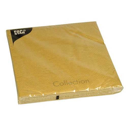 20 Servietten, 3-lagig 1/4-Falz 40 cm x 40 cm gold von PAPSTAR