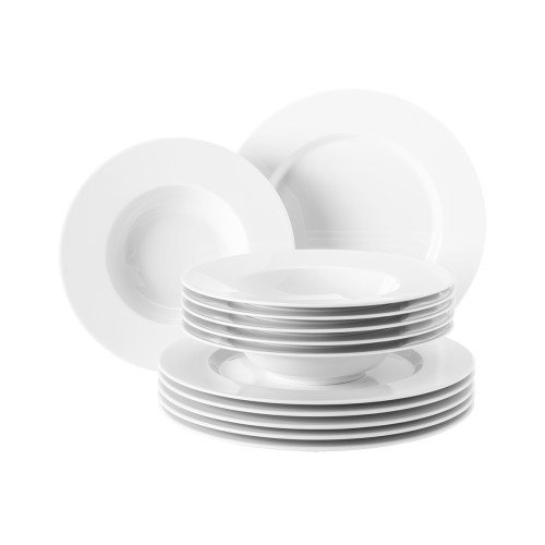 Seltmann Tafelservice 12-teilig NL, rund, Form: No Limits, weiss, hohe Kantenschlagfestigkeit, Made in Germany