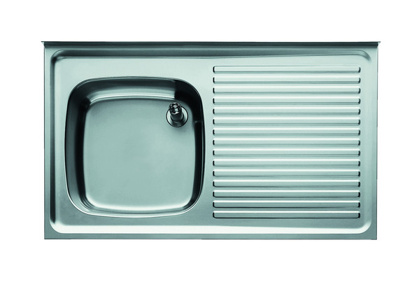 BLANCO Spültischabdeckung ES, ein Becken links, einseitige Rillenfläche, a. Edelstahl, gem. DIN 18861, Randhöhe: 50 mm, rückseitiges Stehbord: 50