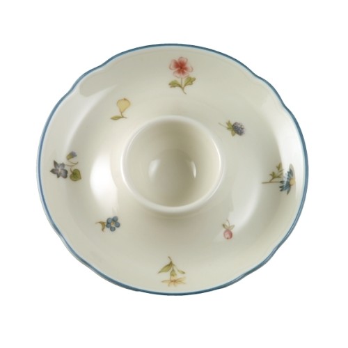 Seltmann Eierbecher mit Ablage, Form: Marieluise, Glasur: elfenbein, Dekor: 30308 Streublume