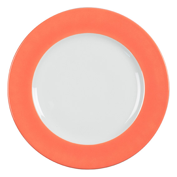 Teller flach 31,5 cm - Form: Table Selection -, Dekor 79935 koralle - aus Porzellan. Hersteller:, Eschenbach. "Made in Germany".