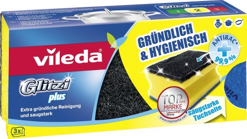 Vileda Glitzi Topfreiniger mit grünem Pad 3er Packung