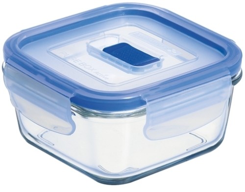 Pure Box Active quadr.38cl m. Dkl. * - Luminarc Transparent (gehärtet) / - blauer PP Deckel m.Ventil