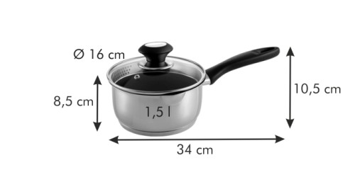 Stielkasserolle PRESTO mit Antihaftbeschichtung und Deckel 16 cm, 1.5 l