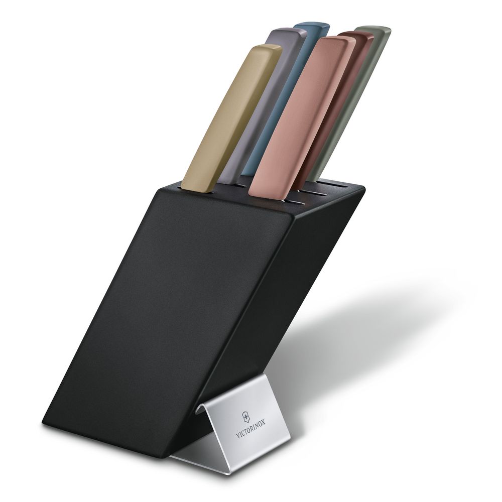 Victorinox Swiss Modern Messerblock, 6-teilig, farbig, Buchenholz schwarz