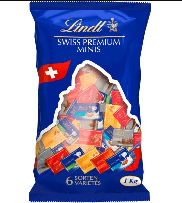 Lindt Naps Mini-Tafel Schokolade 1 Beutel mit 1kg, 6 Sorten.