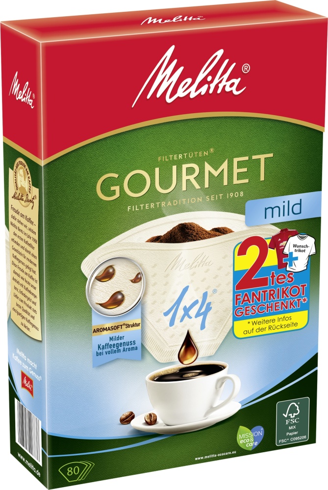 Melitta Filtertüten 1x4 80St Gourmet mild 80 Stück