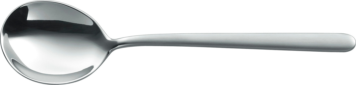Sahne & Suppenlöffel, Silber, mattiert, 16 cm, Serie: Chiaro. Marke: BSF