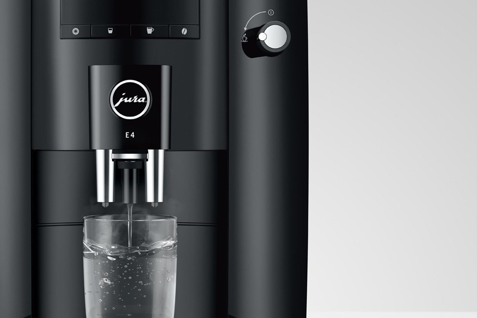 E4 (EA) Kaffeevollautomat in Schwarz, 1,9 Liter Füllmenge Wassertank, Breite 28cm, Höhe 34,6cm, Tiefe 44,4 cm