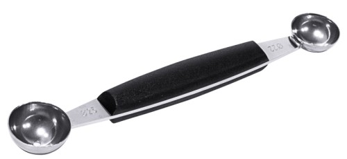 Kugelausstecher mit schwarzem, glasfaserverstärktem Polyamid-Griff, aus extra geschärftem, gehärtetem Edelstahl 18/0 für 22