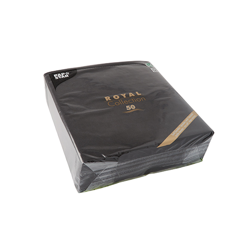 50 Servietten "ROYAL Collection" 1/4-Falz 48 cm x 48 cm schwarz von PAPSTAR