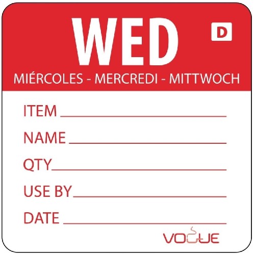 Auflösbare Tagesetiketten Mittwoch - 250 Stück