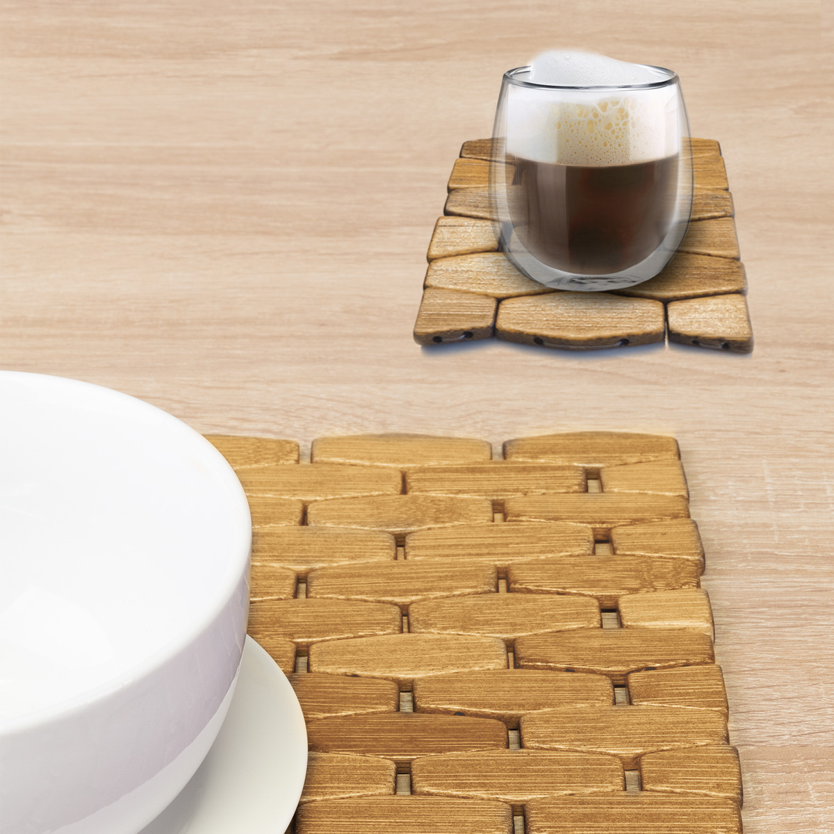 4 Bambus Untersetzer »Trapez«, 10 x 10 cm