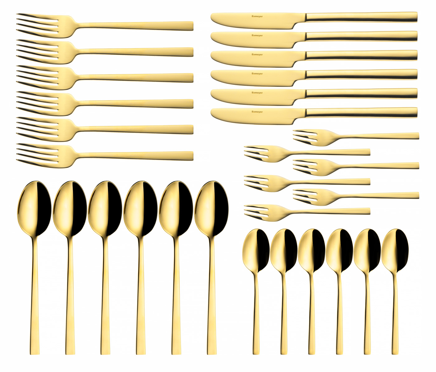 30-teiliges Besteck MELINA, Edelstahl, mit PVD-Beschichtung in gold,