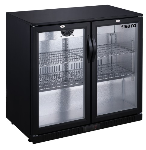 SARO Barkühlschrank mit 2 Türen, Modell BC 208 - Material: (Gehäuse) Stahl einbrennlackiert, schwarz; (Innenraum) Leichtmetall: Aluminium -