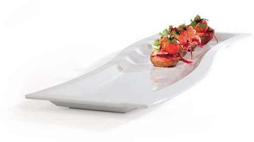 GN 2/4 Tablett -SINUS- 53 x 16,2 cm, H: 2 cm Melamin, weiß spülmaschinengeeignet stapelbar nicht mikrowellengeeignet