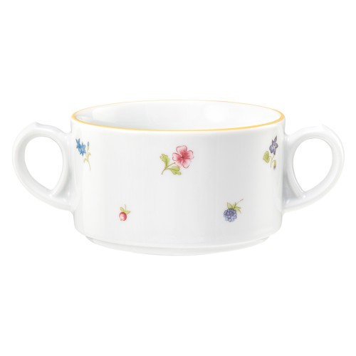 Seltmann Obere zur Suppentasse 0,30 l, rund, Form: Community, Dekor: 57387 Streublume gelbe Linie, hohe Kantenschlagfestigkeit, Made in