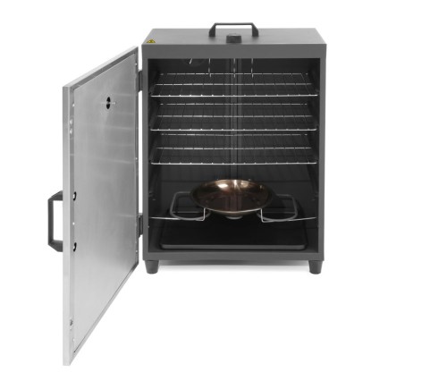 Räucherofen, elektrisch. Inklusive 3 Gitter (400x279mm), 3 Fleischhaken.