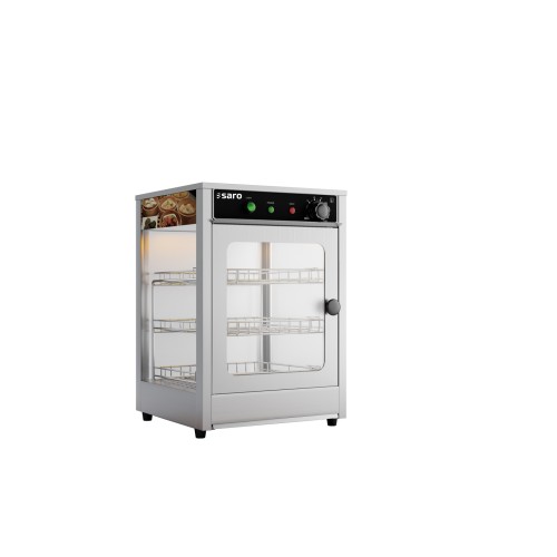 SARO Heiße Theke Modell FIONA - Material: Edelstahl - 3 höhenverstellbare Roste, verchromt - Abstand der Roste: 90 mm - Tür auf der