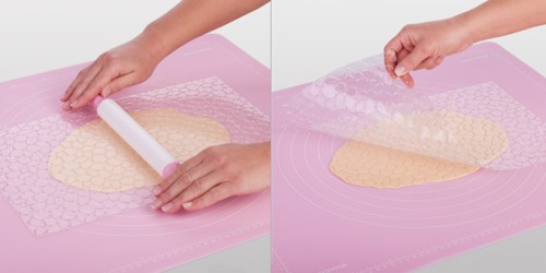 Prägematten DELÍCIA DECO 41x25 cm, 4 Texturen Stein, Holz