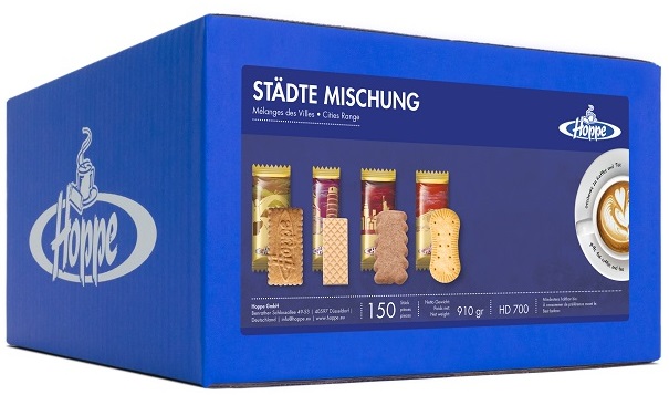 Hoppe Gebäckmischung STÄDTE-MISCHUNG, Inhalt: 150 Stück à 6 g je Karton. Jeder Keks einzeln hygienisch verpackt