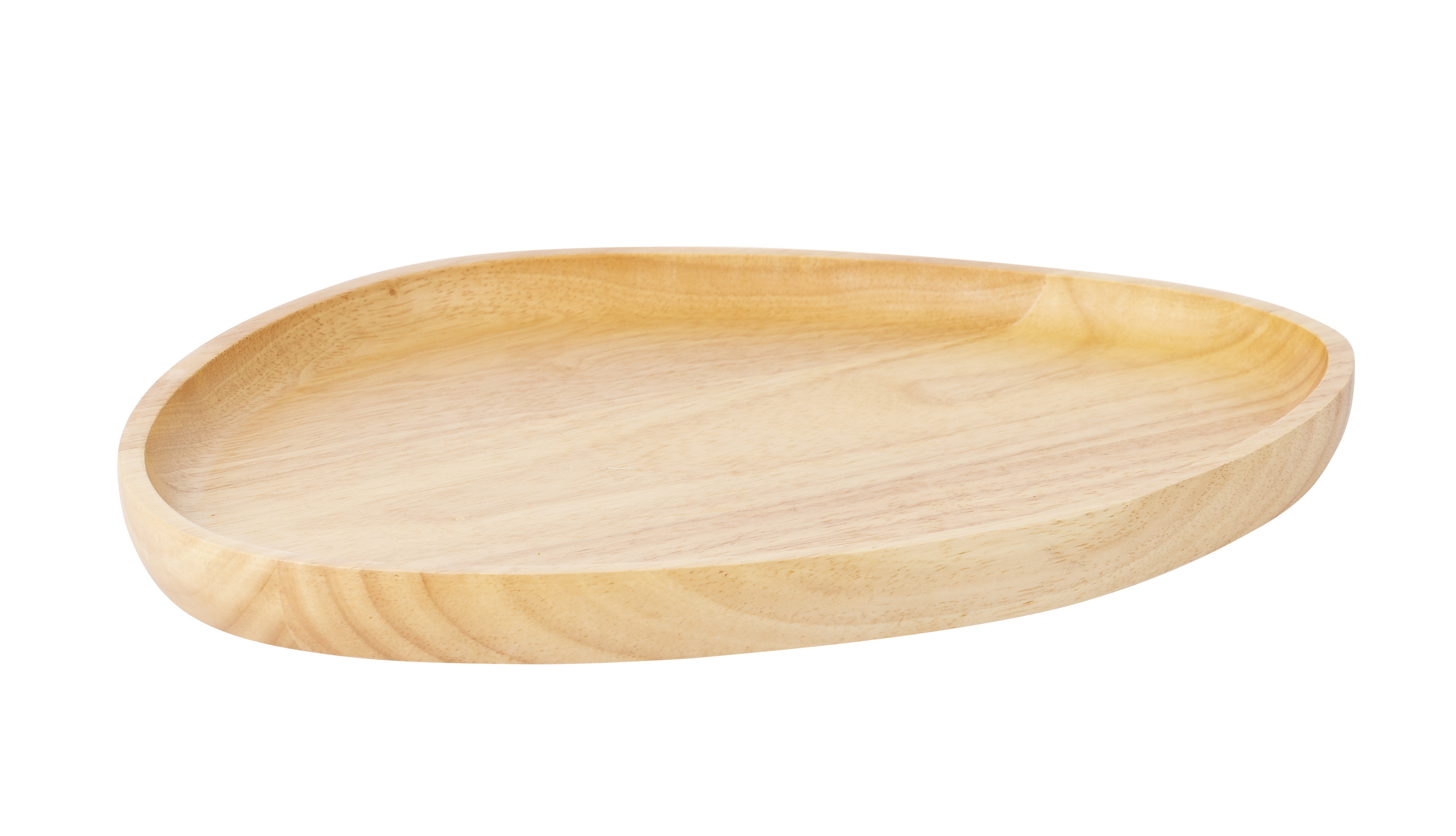 Tablett "COAST", aus Gummibaumholz, asymmetrische Form. Maße ca. 34 x 28 x 2,6 cm