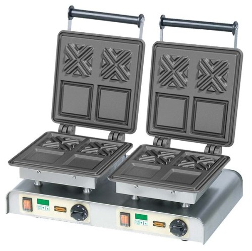 NEUMÄRKER Waffeleisen X-Waffel II mit 2 Digitaltimern, Backplatten Grauguss 610x340x250 mm