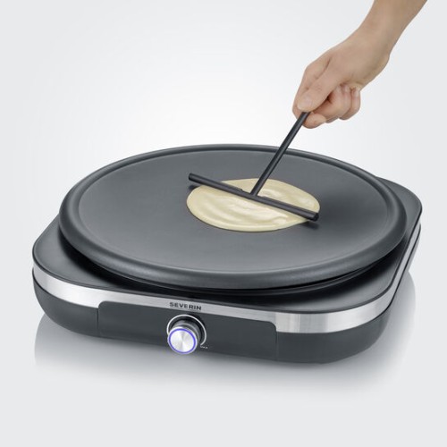 Severin Crepes Maker, ca. 1.500 W, XXL-Grillplatte (38 cm), abnehmbare Grillplatte mit hochwertiger ILAG-Markenbeschichtung