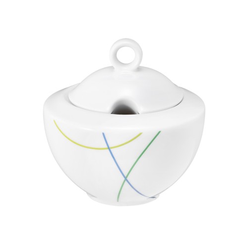 Seltmann Zuckerdose 2 0,28 l, rund, Form: Community, Dekor: 57403 Green Line, hohe Kantenschlagfestigkeit, Made in Germany