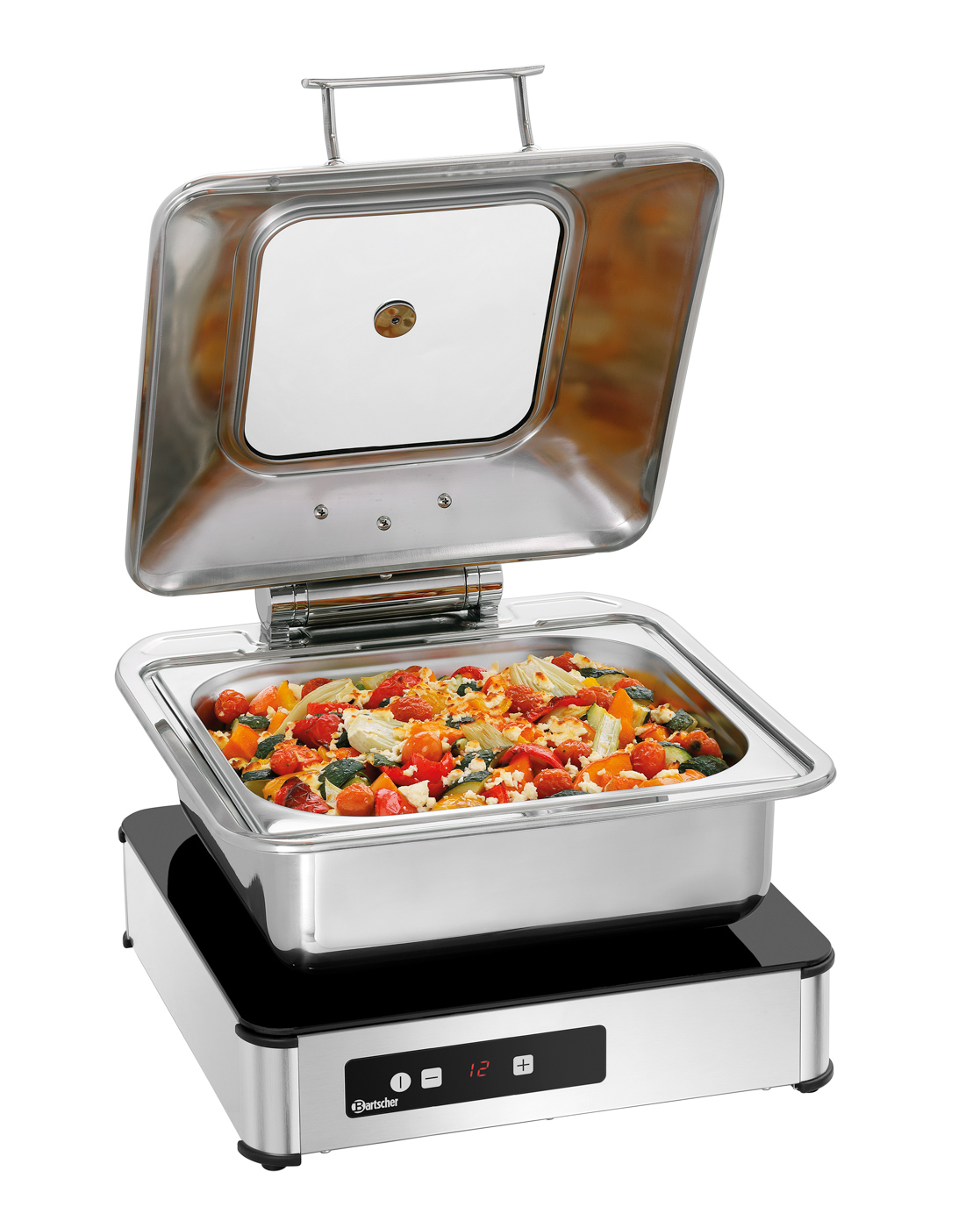 Bartscher Induktionswarmhalteplatte IW3 | Farbe:Schwarz ,Silber | Maße: 39,5 x 39,5 x 9,8 cm.Gewicht: 5,6 kg