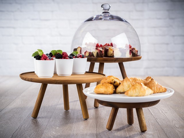 APS Buffetständer -ACACIA-, Ø 20 cm, H: 10,5 cm, Akazienholz