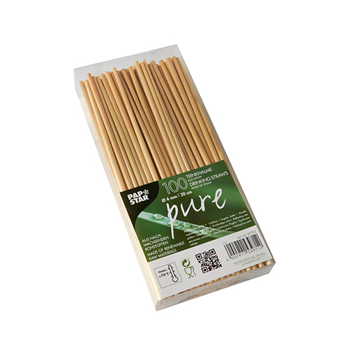 100 Trinkhalme, Stroh "pure" Ø 4 mm · 20 cm von PAPSTAR
