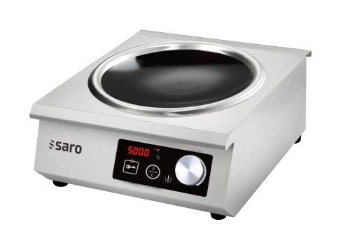 SARO Induktionskochfeld für Wok Modell GIULIA - Material: Gehäuse Edelstahl / Platte Glas - Kochzonen: 1 - Für Töpfe, maximal : 380 mm -