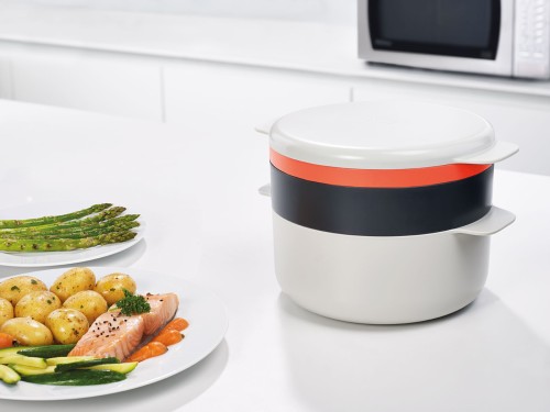Joseph Joseph M-Cuisine - 4-teiliges Mikrowellenkocherset - steinfarbig/orange