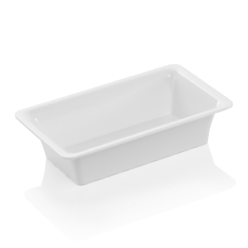 GN 1/4 Behälter, mit glattem Rand. Material: Melamin. Serie: GN 97. Inhalt in Litern: 1,8. Farbe: weiß. Maße: Höhe: 65 mm