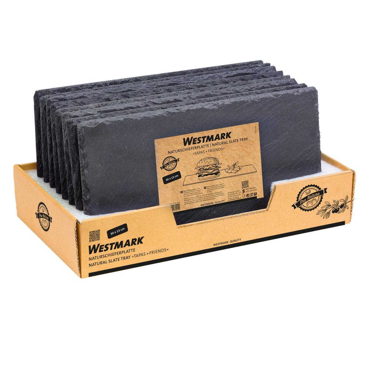 8 Naturschieferplatten »Tapas + Friends«, 30 x 15 cm