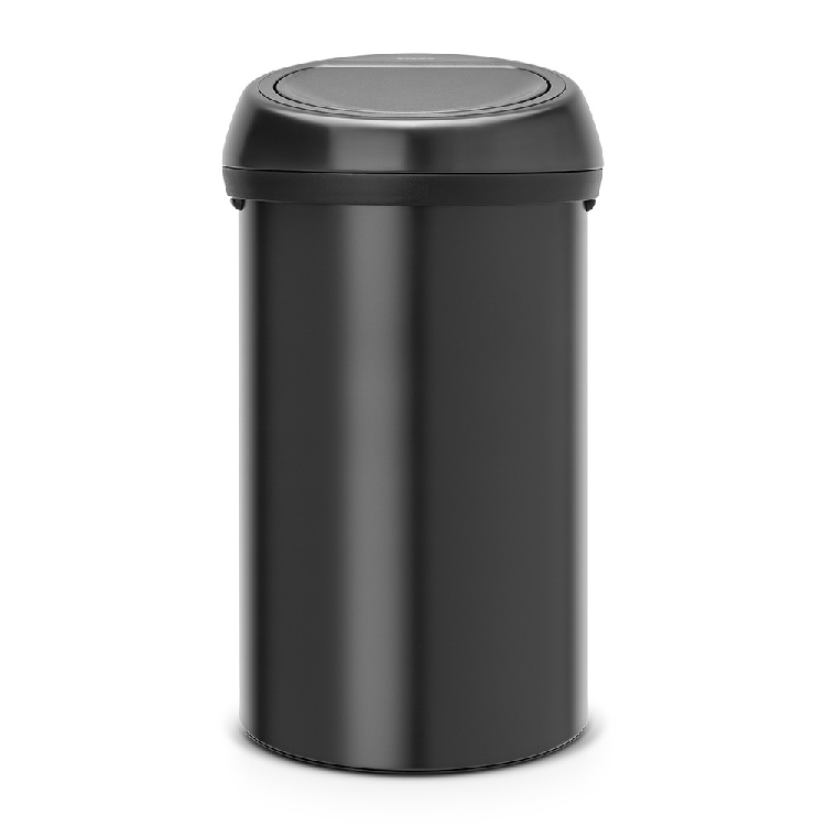 Brabantia Abfalleimer TOUCH BIN, Inhalt: 60l, Durchmesser 40,1 cm, Höhe 70,5 cm, Farbe Korpus und Deckel:Matt Black.