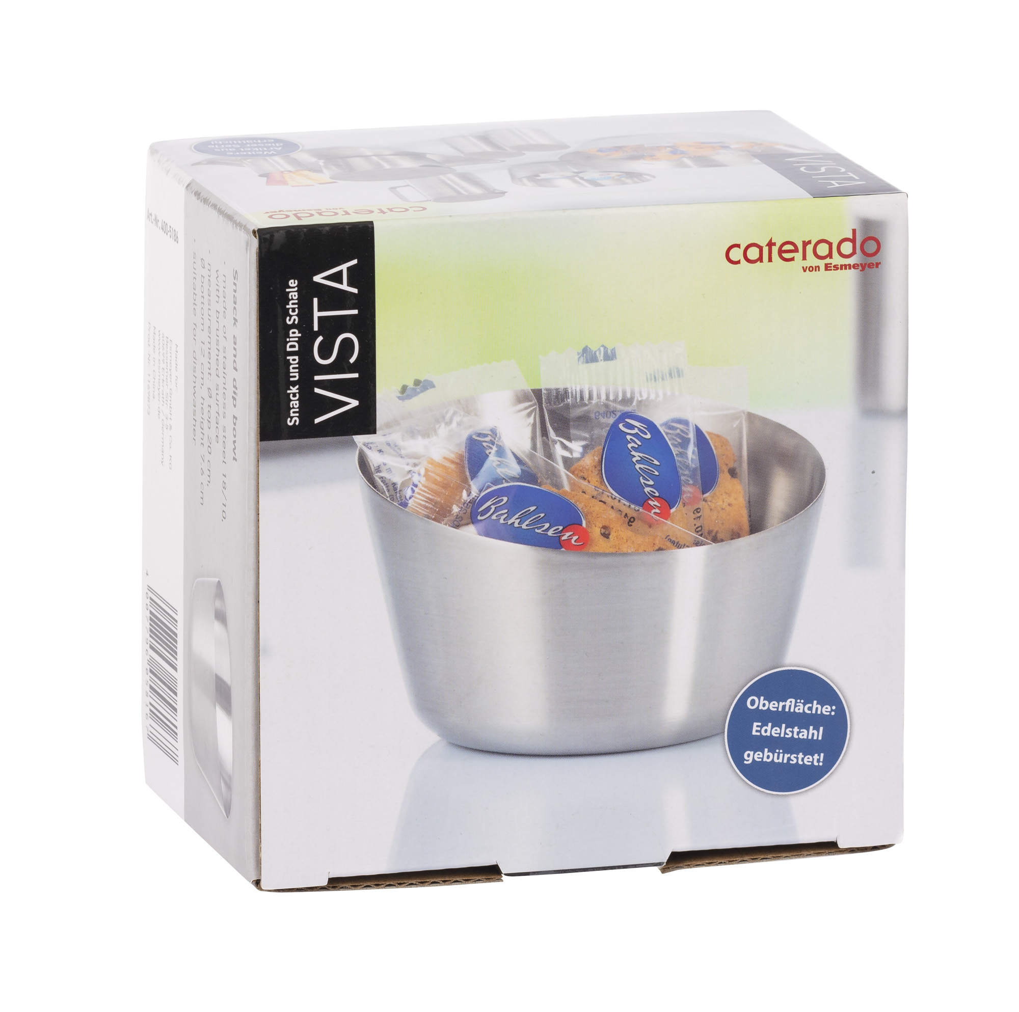Snack und Dip Schale VISTA, Durchmesser: 120 mm / 88 mm, Höhe: 74 mm mit gebürsteter Oberfläche,