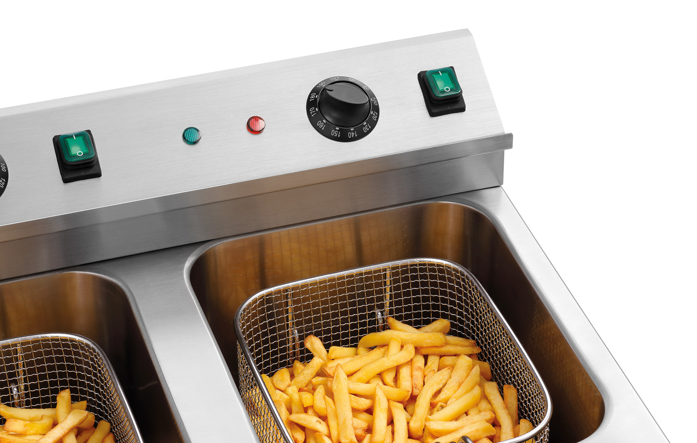 Bartscher Induktions-Fritteuse 2x8L Plus |Eigenschaften: Heizelement aus Kupfer | Maße: 58x 57,5 x 41,5 cm. Gewicht: 23 kg