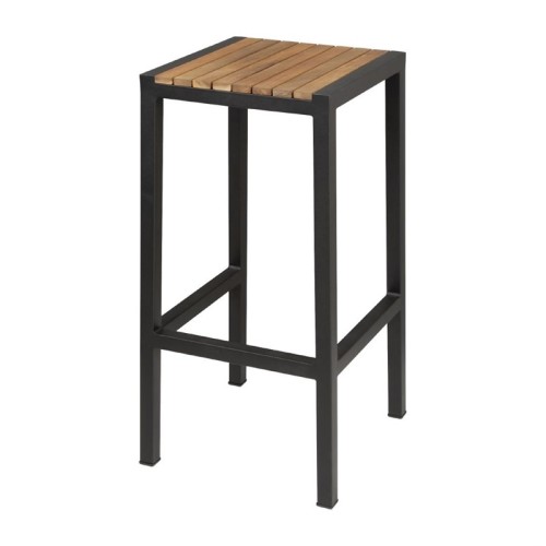 2 Stück Bolero Stahl- und Akazienholz Barhocker. Vorgeölt für langjährigen Gebrauch. Stahlgestell, Sitzfläche aus Holz,