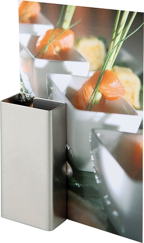 Kartenhalter, 2er Set 8,5 x 4 cm, H: 4 / 8,5 cm Edelstahl, matt poliert senkrecht und waagerecht verwendbar