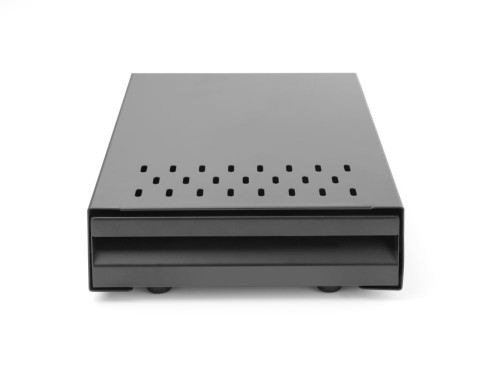 Abklopfbehälter für Kaffeesatz aus Karbonstahl, rechteckig, Schubladenmodell. Mit abnehmbarer Abklopfstange