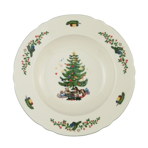 Seltmann Suppenteller 23 cm Fahne, Form: Marieluise, Glasur: elfenbein, Dekor: 43607 Weihnachten