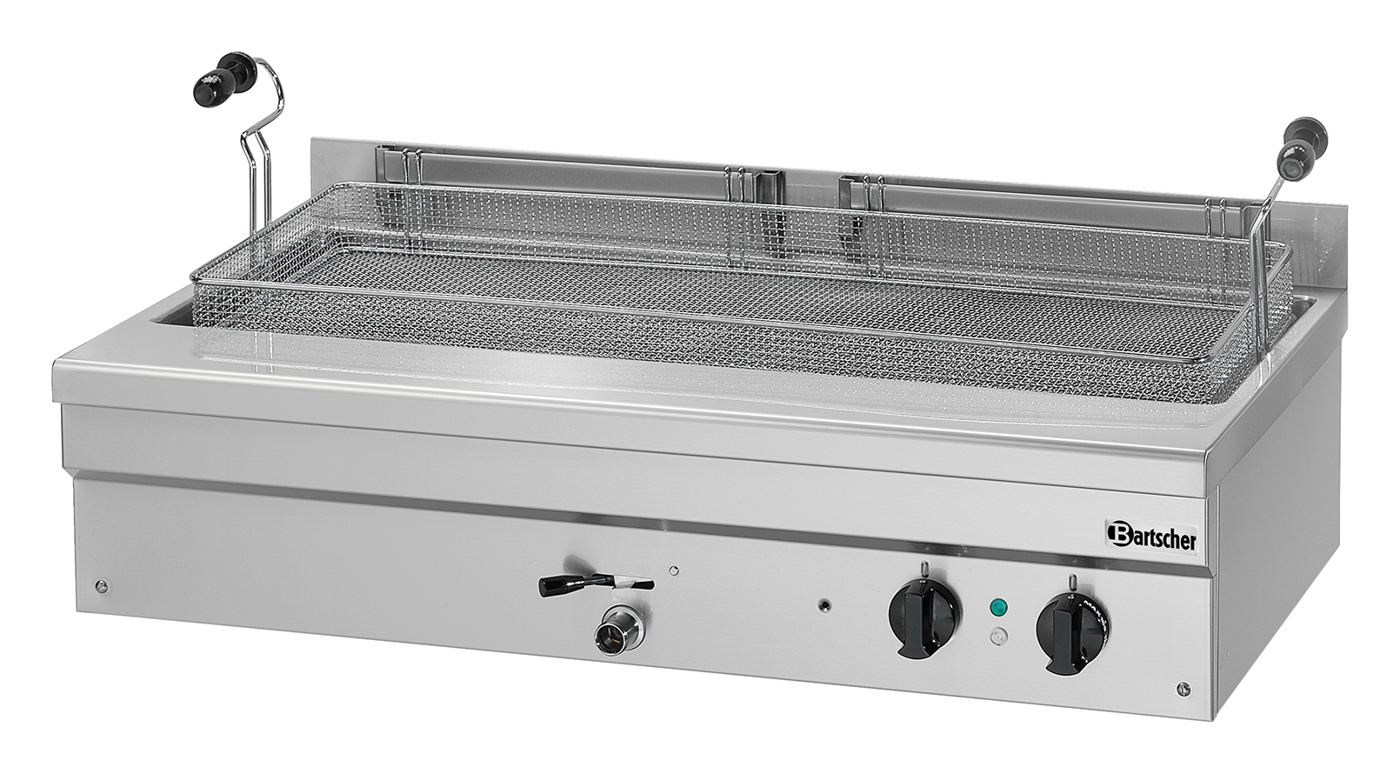 Bartscher Backwarenfritteuse BF 35E | AbgerundeteEcken ,Ablasshahn mit Sicherheitsvorrichtung |Maße: 109,5 x 60 x 34,0