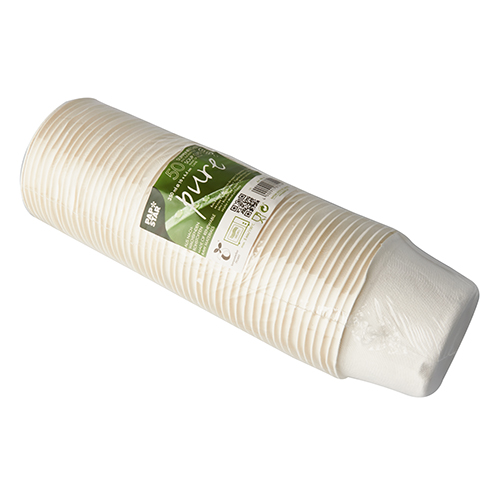 PAPSTAR 50 Suppenbecher, Zuckerrohr "pure" 350 ml Ø 10 cm · 6,4 cm weiss