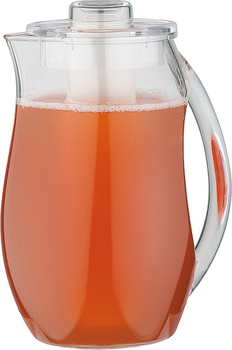 Saft- / Wasserkanne 19 x 13 cm, H: 27 cm Acryl, transparent mit Eiswasser-Röhre -ohne Röhre ca. 2,8 Liter -mit Röhre ca. 2,4