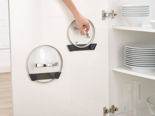 Joseph Joseph CupboardStore - 4 -teiliges Halterungen-Set für Topfdeckel - grau