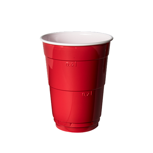 10 Bierbecher, PS 0,4 l Ø 9,5 cm · 12 cm rot/weiss von Starpak