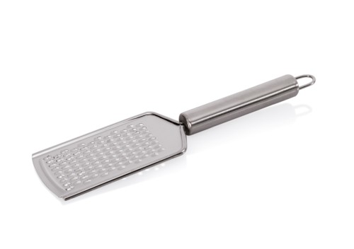 Reibe. Edelstahl. mit Aufhängeöse. Maße: 11,5 x 5,5 cm.